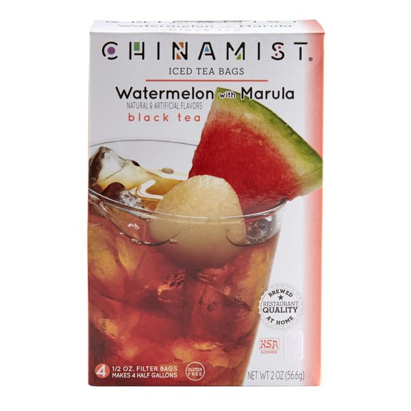 China Mist Iced Tea – Watermelon with Marula Black Tea Infusion – Refreshing and Delicious – Each Tea Bag Yields 1/2 Gallon – 4 bags.