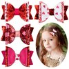 Whaline 4 Pack Valentine's Day Bow Clips Glitter Red Pink Hair Pins Sweet Heart Bow Hair Barrettes Holiday Hair Accessories for Girls Women Wedding Anniversary Birthday Gifts