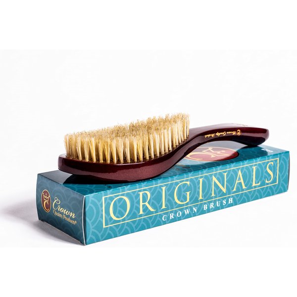 NEW CQP PREMIUM 360 Wave Brush - Royal Burgundy - MEDIUM SOFT - Extra Lux Boar Bristles, Wooden Body, Gold Engraved Logo, Piano Lacquer High Gloss Finish Hairbrush by Crown Quality Products
