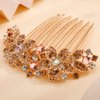 Missgrace Boho Prom Party Shiny Flower Floral Hair Combs Blue Pink Purple Bridal Wedding Hair Crystal Rhinestones Women Hair Side Combs Hair Accessories for Women (Champagne)