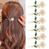 auwiyd 6 PCS Fairy Flower Hair Pins Gardenia Flower Hair Clips Gold Metal Elegant Decorative Side Clips for Women Girls Fairy French Hair Barrettes for Daily Use