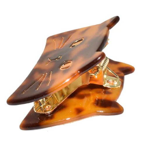 Shag Wear Small Cat Hair Claw Clip For Women and Teen Girl Brown
