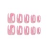 Short Press on Nails Chrome Pink Square Fake Nails, Chrome Powder Glazed Acrylic Nails, Shiny Glossy Gel False Nails Kits Salon Quality Stick Glue on Nails Tip 24 Pcs