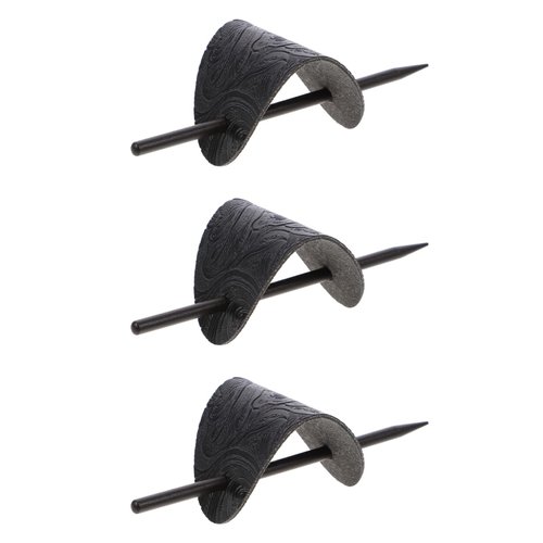 SHERCHPRY 3pcs Leather Hair Barrettes with Stick, Black Oval Shape Hair Clips, Hair Bun Holder, Ponytail Hair Pin Headdress