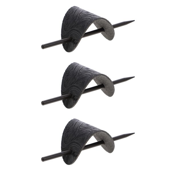 SHERCHPRY 3pcs Leather Hair Barrettes with Stick, Black Oval Shape Hair Clips, Hair Bun Holder, Ponytail Hair Pin Headdress