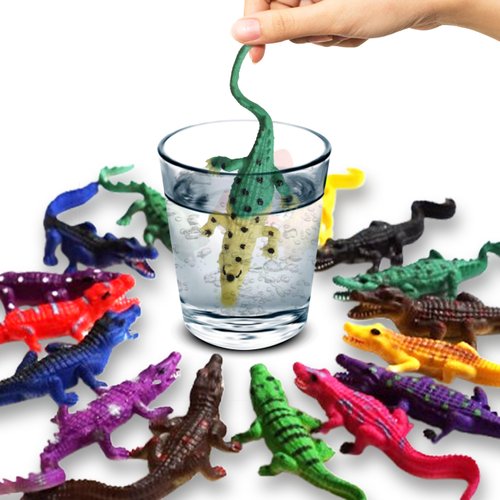 SENSORY4U Crocodile Toys 16 pcs 6 Inch Alligator Action Figure, Crocodile Hunter Action Figure, Crocodile Animal Toy - for Party Favors, Gifts, Prizes, Rewards, Giveaways - Assorted Colors (Colorful)