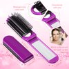 Queekay 12 Pcs Travel Hair Brush Portable Folding Hair Brush with Mirror, Mini Compact Hair Comb Collapsible Pocket Brush for Family Travel Purse Gift (Purple, Pink, Blue, Green)