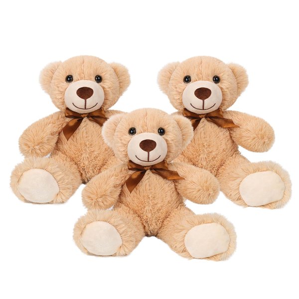 Seyomi Teddy Bears Bulk 3 Packs, Teddy Bear Stuffed Animal Plush Toy, 13.7 Inches Bear Stuffed for Wedding, Christmas, Valentine’s Day, Birthday, Light Brown