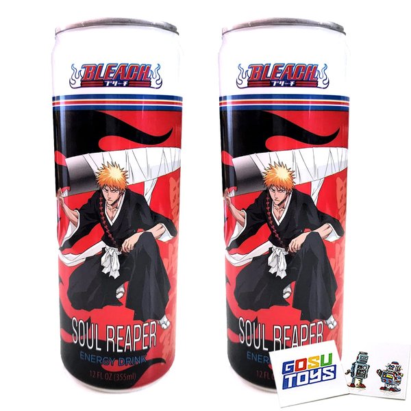Bleach Ichigo Kurosaki Soul Reaper Energy Drink (2 Pack) with 2 Gosutoys Stickers