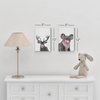 Smile Art Design Reindeer and Koala Animal Bubble Gum Art 2 Panel Canvas Print Set Pink Gum Black and White Wall Art Baby Room Boy Girl Kids Room - Nursery Decor Ready to Hang Made in USA- 17x11