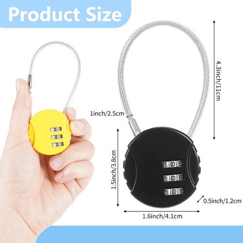 Combination Lock 3 Digit Gym Lock Waterproof Padlock Resettable Bag Luggage Gate Lock Outdoor Combination Fence Lock for School Locker Travel Toolbox Storage (Multi Color, 8 Pack)
