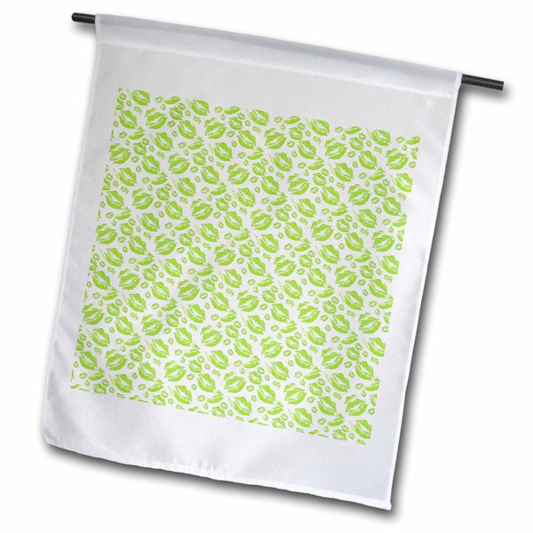 3dRose Two Kisses Collided Lip Smacking Lime Colored Lips Pattern - Flags (fl_357226_2)