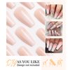 Morily Press on Nails - Pink Ombre Coffin Fake Nails Medium Length, French Tip Glossy False Stick on Fingernails for Women and Girls - 24Pcs in 12 Sizes