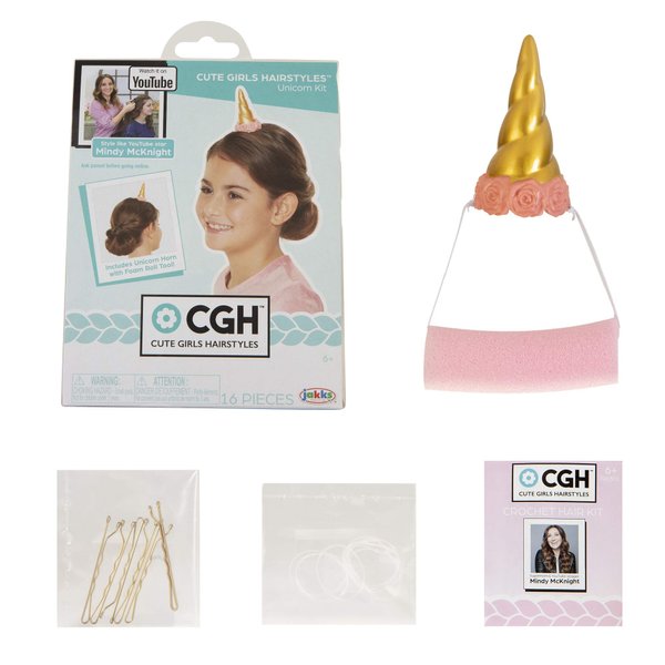CGH Cute Girls Hairstyles! Unicorn Hair Kit with Bun Maker Foam Roll Tool