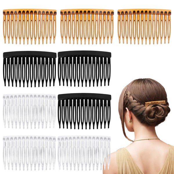 Molain 9 Pcs French Hair Side Comb, 14 Teeth Plastic Hair Combs French Twist Side Combs Vintage Fine Hair Clips Pins French Side Hair Comb Hair Styling Comb for Women Girls Bridal Wedding