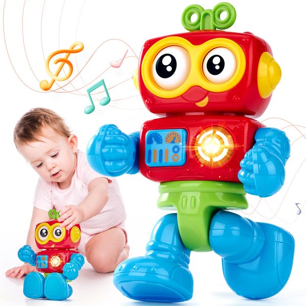 hahaland Toys for 1 Year Old Boy Toys Birthday Gfit - Musical Light up Poseable Activity Robot Baby Toys 12-18 Months - Interactive Motor Skill Toy One Year Old Easter Basket Stuffers