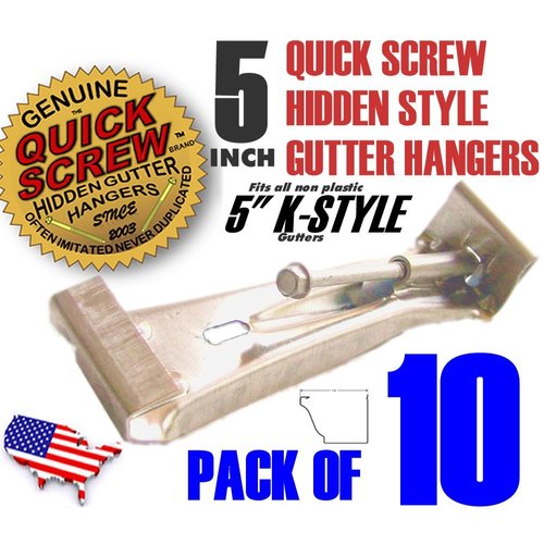 5" Premium Hidden Rain Gutter Bracket Hook Hangers with Screw Clip Style