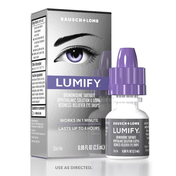 LUMIFY Redness Reliever Eye Drops, for Whiter & Brighter Looking Eyes, 0.08 Fl Oz (2.5 mL)
