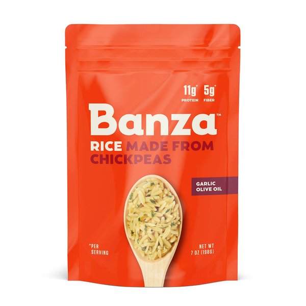 Banza Chickpea Rice, High Protein Low Carb Healthy Rice, Gluten-Free and Vegan, 8oz Bag (Pack of 6) (Garlic Olive Oil)