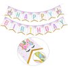 Unicorn Happy Birthday Banner with Pom Pom Balls Unicorn Themed Party Decorations for Girls Birthday Party Supplies