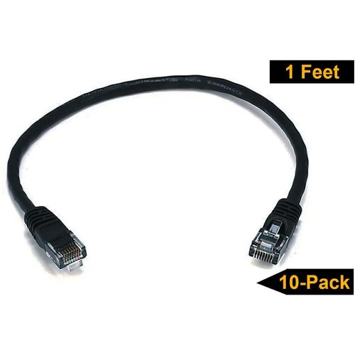 iMBAPrice 3' Cat5e Network Ethernet Patch Cable, 10 Pack, Black (IMBA-CAT5-03BK-10PK)