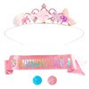 Didder Pink Mermaid Birthday Sash and Crown Party Outfit for Girls, Mermaid Theme Birthday Party Decorations Gifts for Little Girls