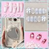 600Pcs 3D Multi Shapes Nail Charms and Flatback Pearls, White Mix Styles Heart Star Bow Sunflower Embellishments for Nail Art, Craft and Decoration with Tweezer and Pickup Pencil