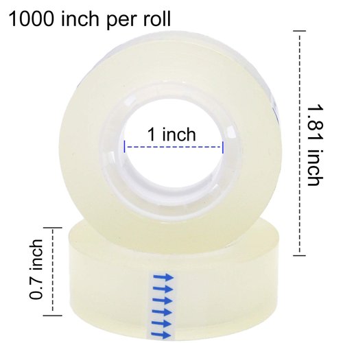 OWLKELA 6 Rolls Transparent Tape Refills, Clear Tape, All-Purpose Transparent Glossy Tape for Office, Home, School