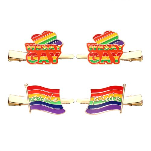Rainbow Hair Clips Metal Enamel Pride Hairclips Gay Pride Flag Hair Barrettes Hairpin for Women Girls Lesbian Hair Clip Hair Accessories Gift (rainbow hair clip A set)