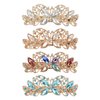 Lawie 4 Pack Luxury Butterfly Jeweled Crystal Rhinestone Glitter Sparkly Metal Hair Barrettes Snap Clips Hairpins Hairgrip Thin Thick Bun Twist Holder Hair Accessories for Women Girl
