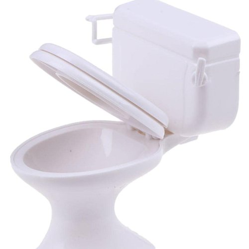 Almencla White Dollhouse Furniture Model Bathroom Toilet Miniature Toy for Doll