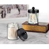 Apothecary Jars Bathroom Storage Organizer - Cute Qtip Dispenser Holder Vanity Canister Jar Glass with Lid for Cotton Swabs,Rounds,Bath Salts,Makeup Sponges,Hair Accessories/Black（2 PACK）