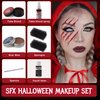 Halloween Sfx Makeup Kit, Special Effects Makeup Kit, Scar Wax with Double-Ended Spatula, Washable Fake Blood, 2 Stipple Sponge, Scab Coagulated Blood Gel, Realistic (Blood Red)