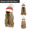 AynnQueen Beanie with Hair Attached for Women Slouchy Cable Hat Wig Knit Beanie Winter Stripe Hat with 20inch Removable Hair Extensions Wig (Ash Blonde - Stripe Hat)