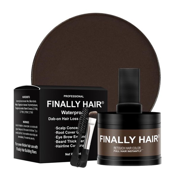 (Medium Brown) - Finally Hair Dab-on Hair Loss Concealer, Hairline Creator, Eye Brow Enhancer, and Beard Filler. for Thicker Hair use it First Then Apply Our Hair Fibres. (Medium Brown)