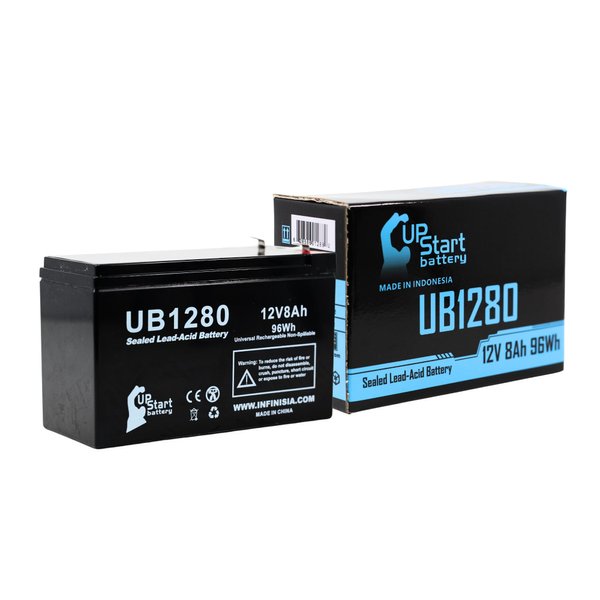 Replacement for APC Back-UPS ES 500VA BE500U Battery - Replacement UB1280 Universal Sealed Lead Acid Battery (12V, 8Ah, 8000mAh, F1 Terminal, AGM, SLA) - Includes Two F1 to F2 Terminal Adapters