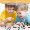 Zomiboo 18 Pieces Finger Toy Set Including Alloy Finger Bikes, Finger Scooter, Finger Pants, Replacement Wheels, Bike Lock and Mini Tools Movement Party Favors(Black, White, Blue)