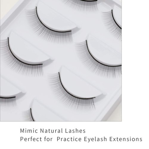 25 Pairs Practice Lashes for Lash Extensions Training Eyelash Extension Supplies Practice Lash Strips Thin Band 8mm Mimic Natural Eyelash for Mannequin Head Lash Tech Must Haves by EMEDA