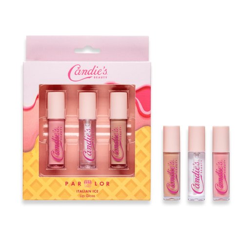 Candie's Parlor Italian Ice Lip Gloss, Mini 3-Piece Set - Moisturizing, Flavorful Lip Care