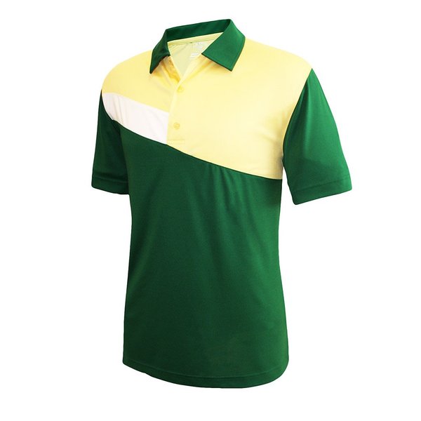 Monterey Club Men's Vapor Flash Colorblock Polo Shirt #1193 (Verdant Green/Butter, Small)