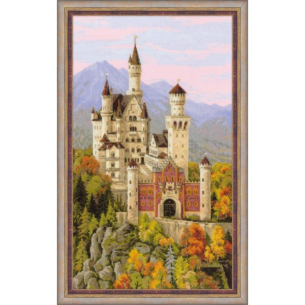 Riolis 1520 - Neuschwanstein Castle - Cross Stitch Kit 14" x 23" 14 Count 30 Colors