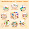 HOLAPUZZLE Baby Activity Cube 8-in-1 QIYI Wooden Montessori Toys for 3+ Year Old Multifunctional Educational Learning Sensory Toy, Sorting & Stacking Toys for 36M+ Toddlers Birthday Gifts for Kids
