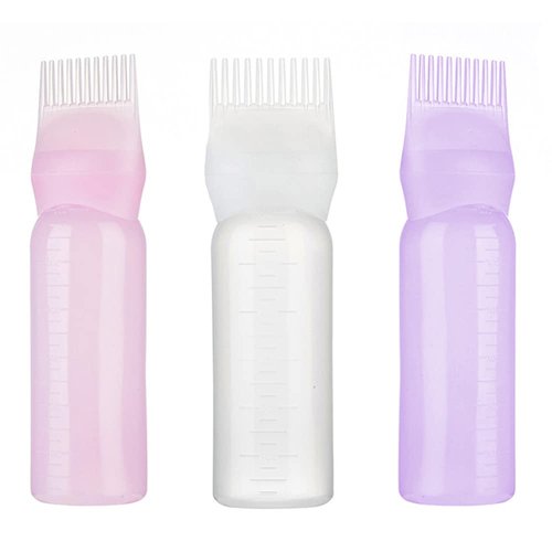 ONEWANGDAFA 6 Pack Root Comb Applicator Bottle 6 Ounce Hair Dye Applicator Brush with Graduated Scale for Hair Color Applicator