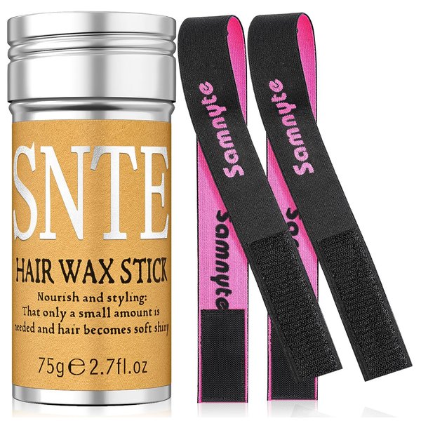 Wax Stick for Wigs, Lace Front Wigs & Flyaways, with Wig Bands & Elastic Bands for Keeping Wigs in Place No Slip