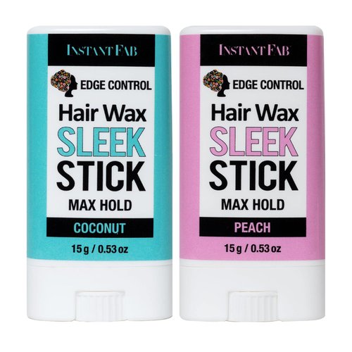 STUDIO LIMITED Instant Fab Edge Control Hair Wax Sleek Stick Max Hold 0.53oz/ 15g, Non-greasy Styling Hair Pomade Stick, Hair Wax Stick for Hair, Wax Stick for Flyaways Hair (Coconut, Peach)