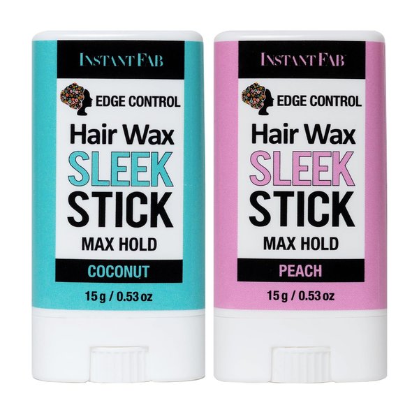 STUDIO LIMITED Instant Fab Edge Control Hair Wax Sleek Stick Max Hold 0.53oz/ 15g, Non-greasy Styling Hair Pomade Stick, Hair Wax Stick for Hair, Wax Stick for Flyaways Hair (Coconut, Peach)