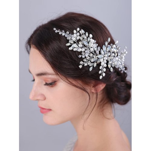 JWICOS Wedding Crystal Hair Combs Bridal Pearl Side Comb Wedding Hair Accessories Bridal Headpieces for Women and Girls