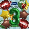 HADCKJA Football Balloon Football Birthday Decorations 3rd Birthday Balloon Rugby Golden Brown Star Rugby Field Balloon Touchdown Sports Theme Football Party Supplies Birthday Party Decorations 9Pcs