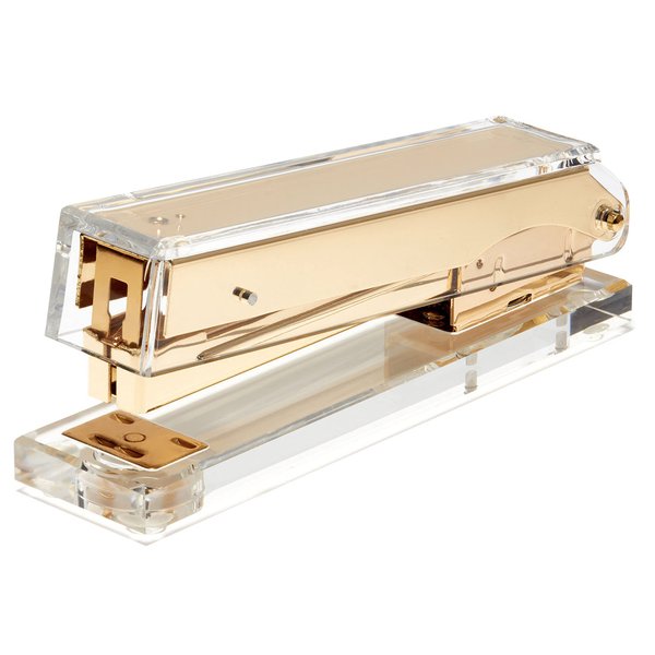 OfficeGoods Acrylic Stapler - Gorgeous Modern Accessory for The Stylish Desk at Home, Office, or School - Takes Standard 1/4" Staples - 5.25" Long - Golden