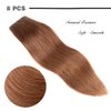 16" Remy Clip in Hair Extensions Human Hair Light Brown for Women Beauty - Long Silky Straight 8pcs 20clips Real Hair Extensions Clip In Human Hair (16 inch 100g #6 Light Brown)